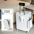 24 in Checked Luggage with Front Pocket, USB Charging Port, Built in Lock Carry on Suitcase, Cup Holder and Phone Holder, Medium Hardside Suitcase